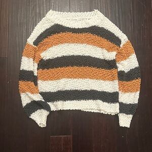 Newbury Kustom Striped Crew Neck Sweater - Cream, Black, and Orange